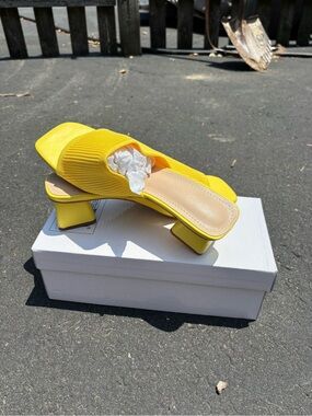 Women’s Yellow Block Heel Slide Sandals